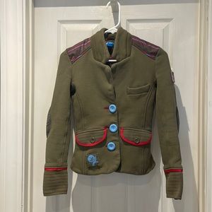 Adidas army green military style blazer jacket SZ Xsmall